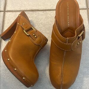 Antonio Melani Brown Leather Mules